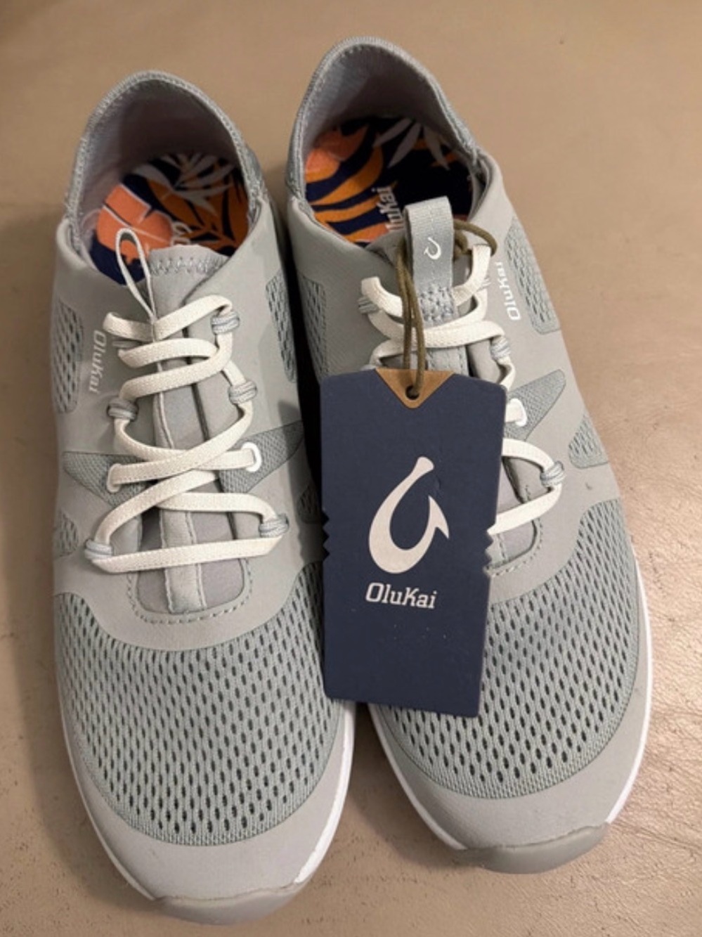OluKai Men's Light Gray Breathable Mesh Sneakers